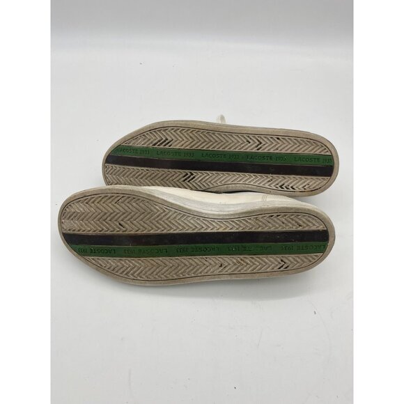 LACOSTE Europa Twd Leather Lace Sneakers Mens Sz 13‎ White Green Luxury Preppy - Picture 4 of 6